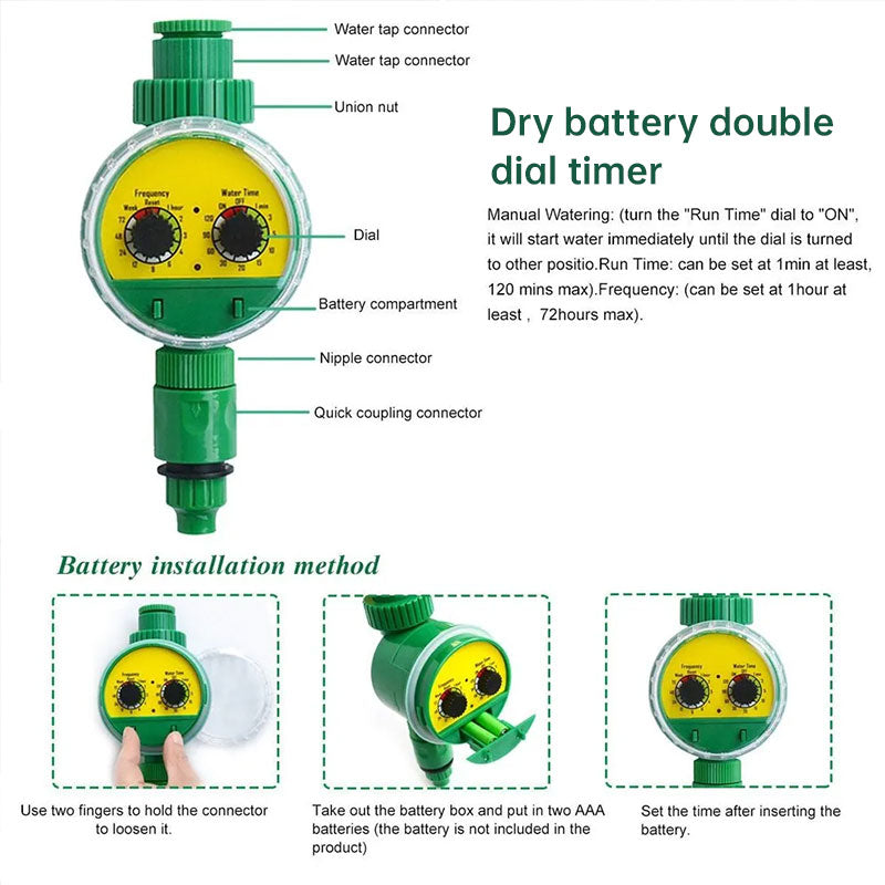Digital Programmable Water Timer for Garden Irrigation - LCD Display, Automatic On/Off, Weatherproof Design