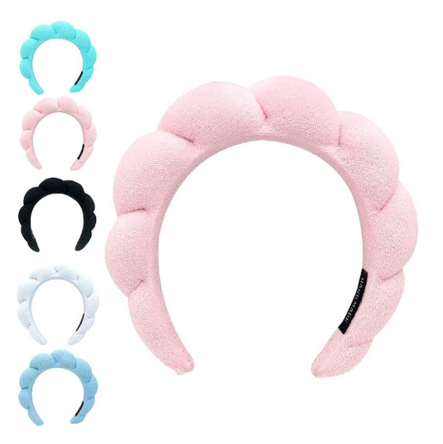 Spa Headband for Women,Sponge & Terry Towel Cloth Fabric Head Band for Skincare, Face Washing, Makeup Removal, Shower, Hair Accessories