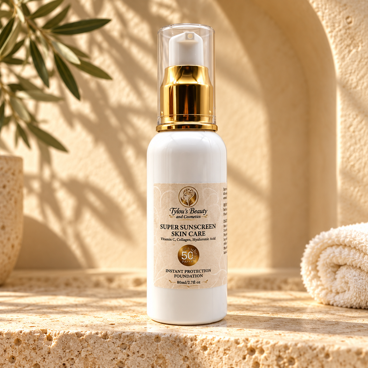 Super Sunscreen Skin Care SPF 50 with Vitamin C, Collagen & Hyaluronic Acid — Tylou's Beauty — 80ml