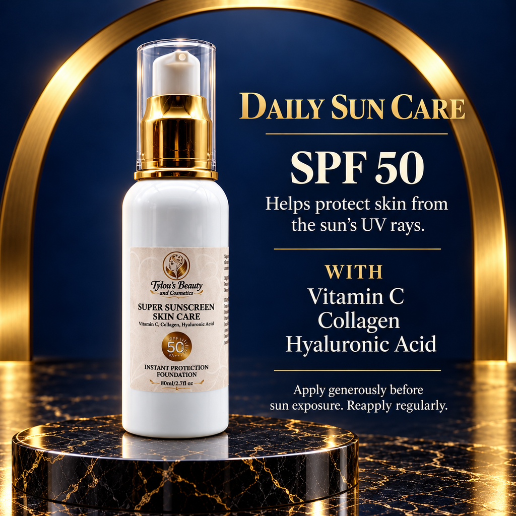 Super Sunscreen Skin Care SPF 50 with Vitamin C, Collagen & Hyaluronic Acid — Tylou's Beauty — 80ml