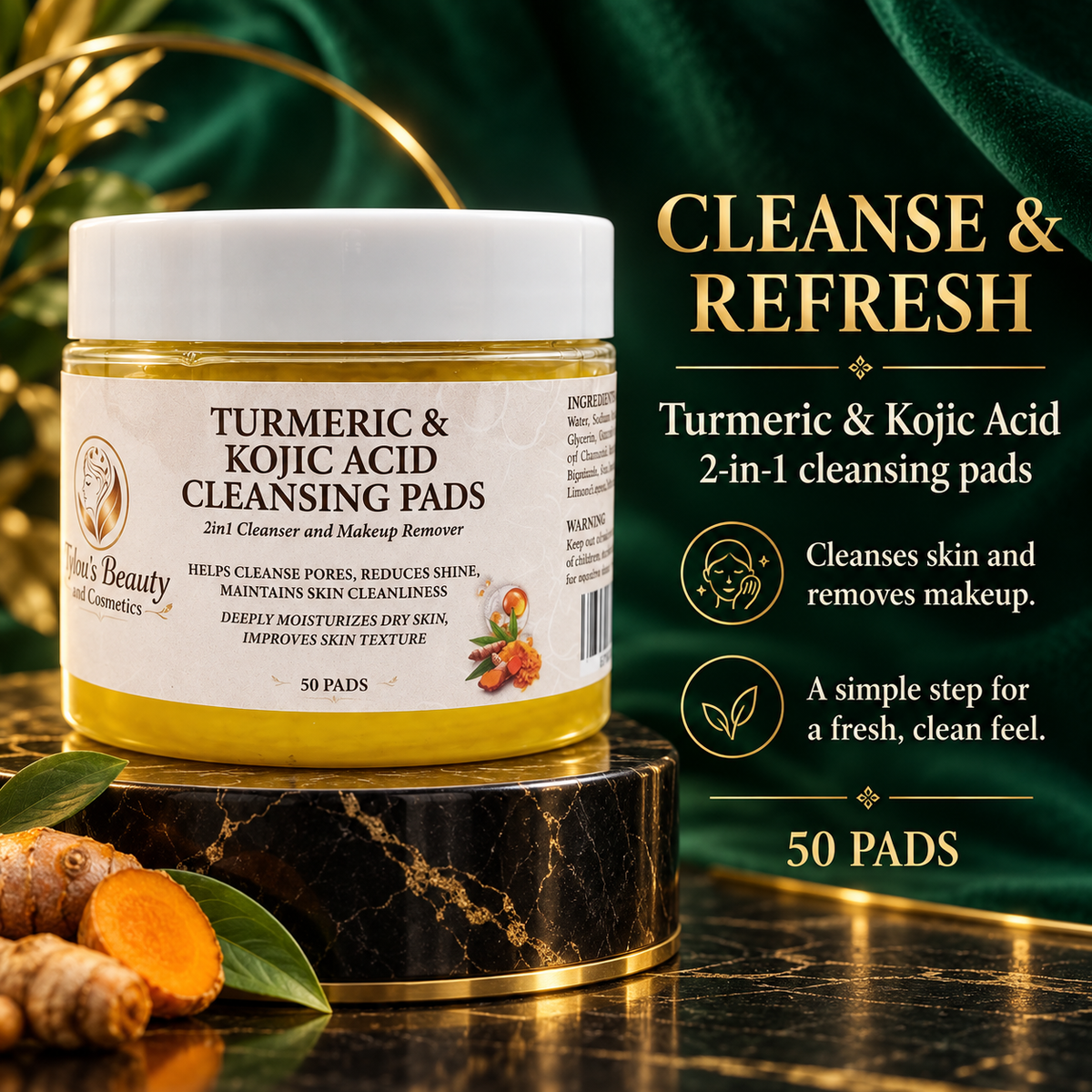 Turmeric & Kojic Acid Cleansing Pads – 2 in 1