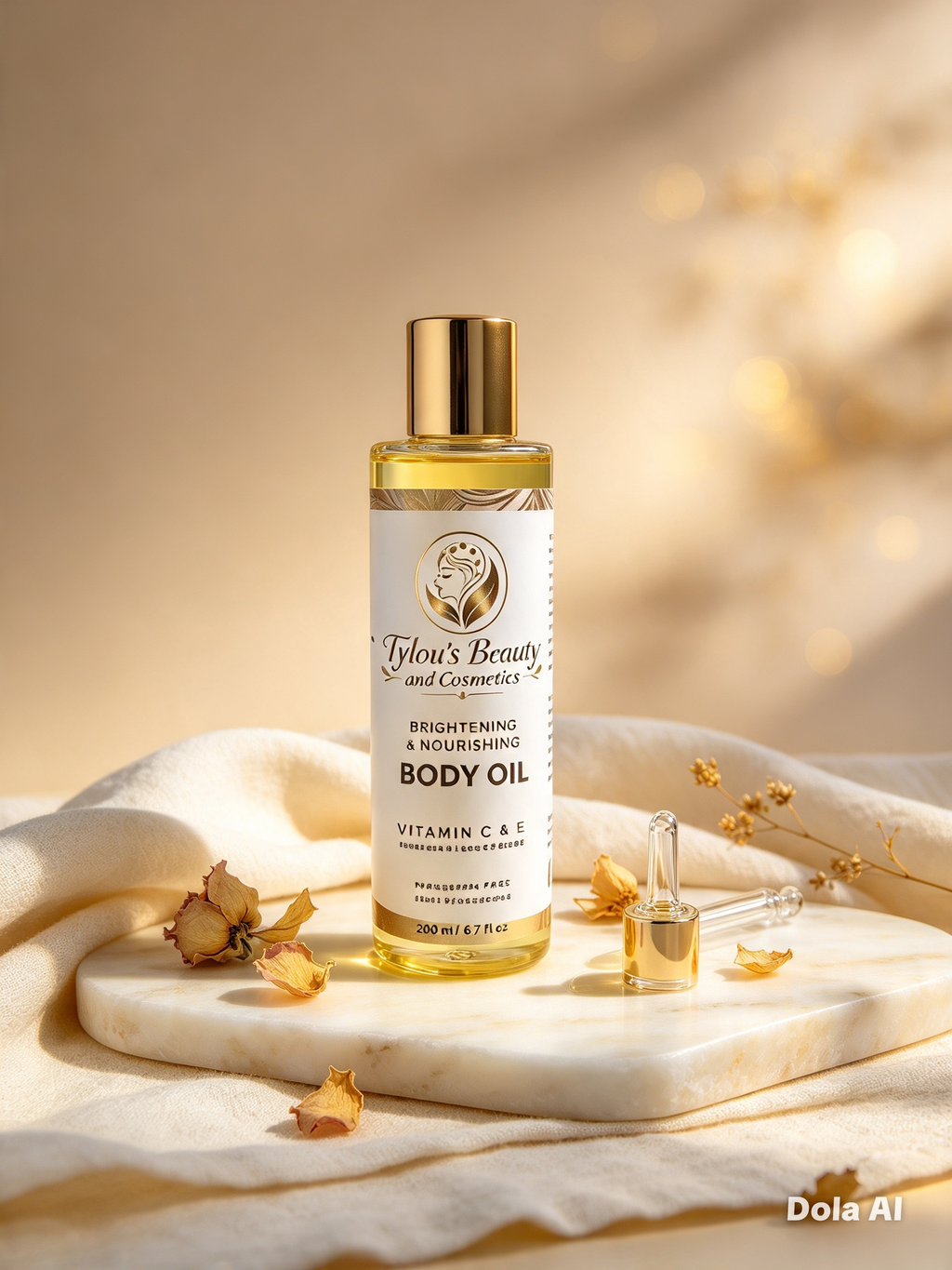 Brightening & Nourishing Body Oil with Vitamin C & E, Glutathione & Lemon Oil Extract.
