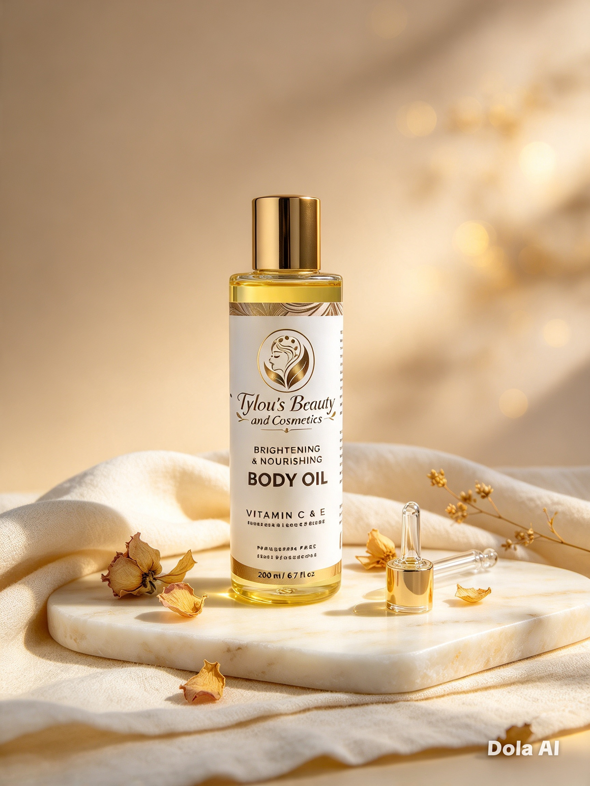 Brightening & Nourishing Body Oil with Vitamin C & E, Glutathione & Lemon Oil Extract.